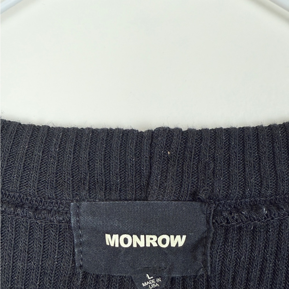 Monrow Black Ribbed Knit Crew Neck Sweater - Picture 5 of 5